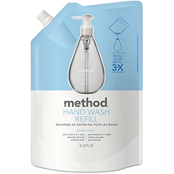 Method 00652 GEL HAND WASH REFILL, SWEET WATER, 34 OZ POUCH - Image 1